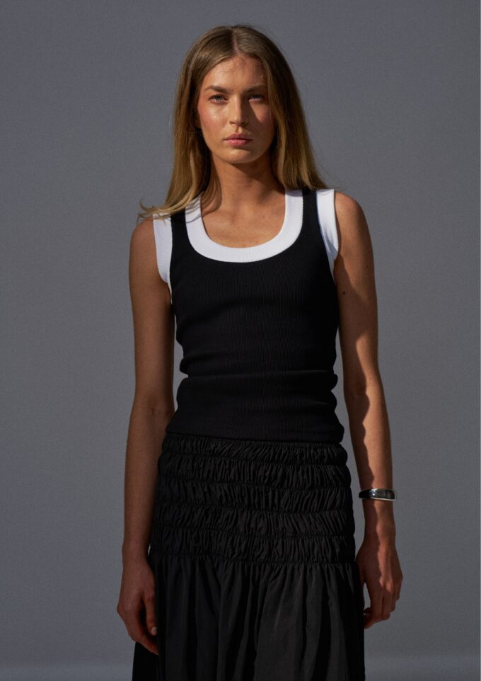 Simone Black Ribbed Tank Top