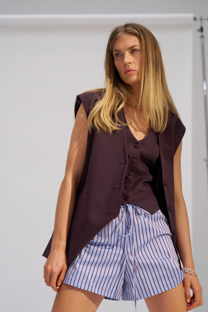 Carole Black Striped Shorts