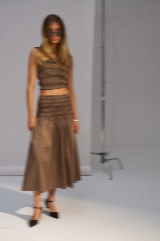 Gia Smocked Top Brown