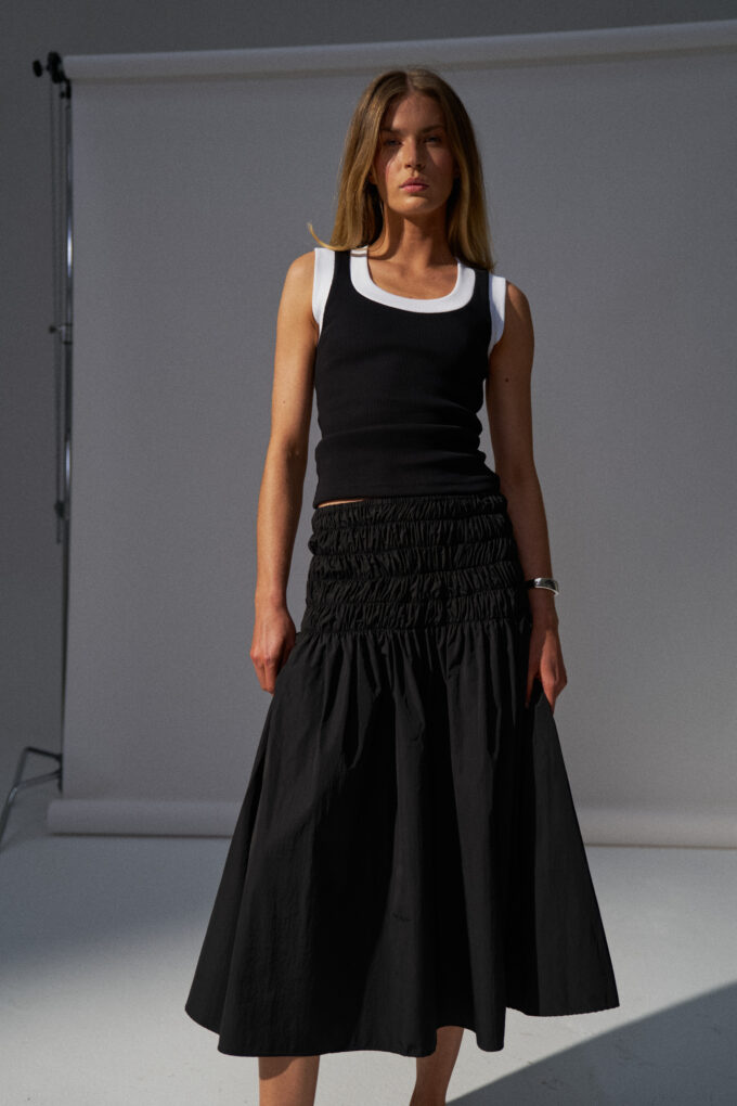 Simone Black Ribbed Tank Top