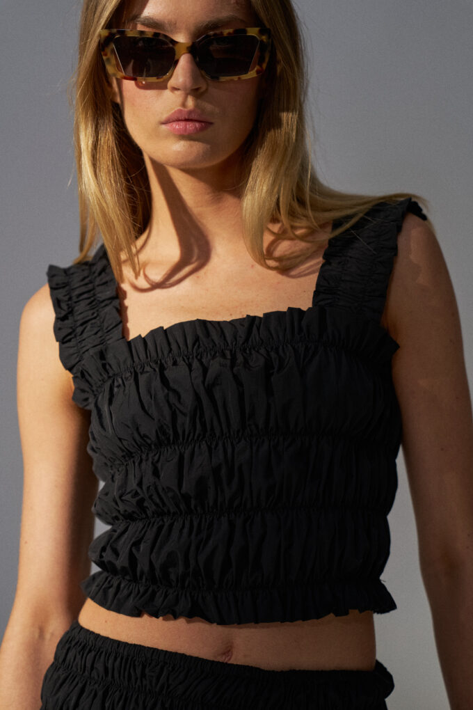 Gia Smocked Top Black