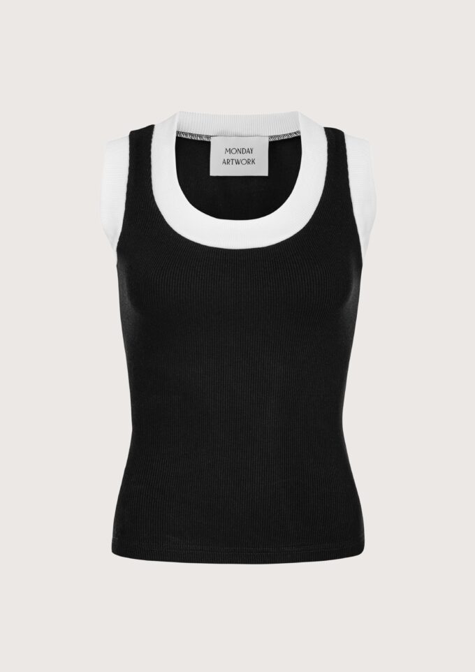 Simone Black Ribbed Tank Top