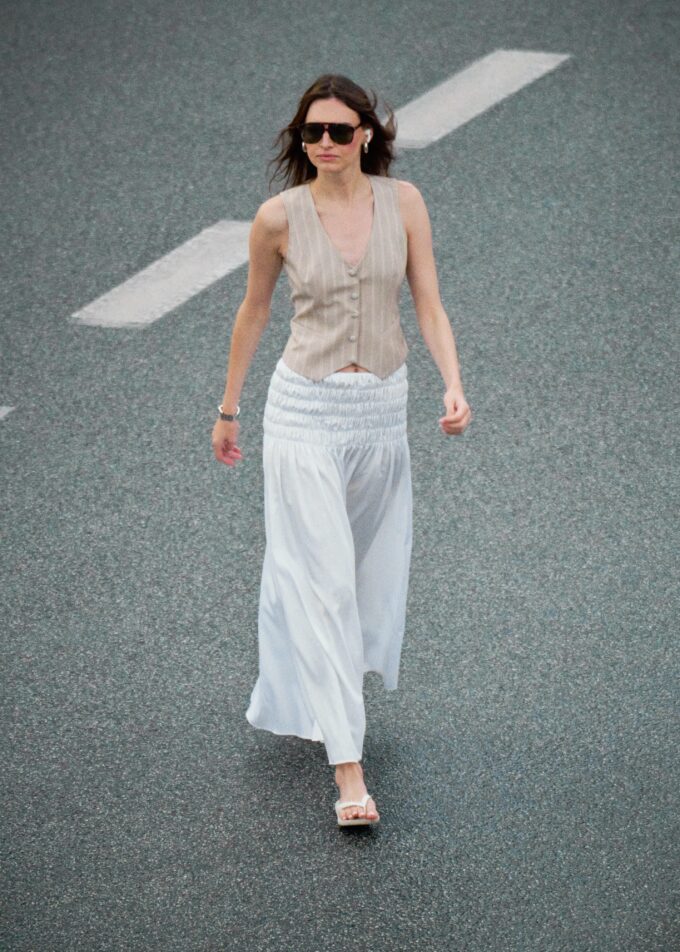 Gia Maxi Smocked Skirt White