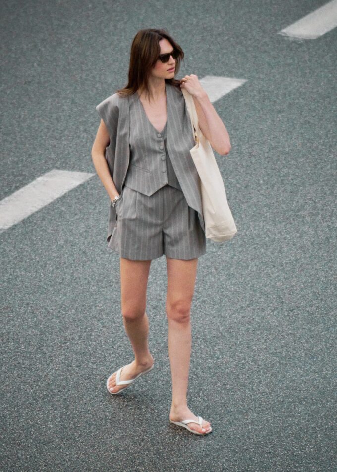 Edith Grey Pinstripe Oversized Vest