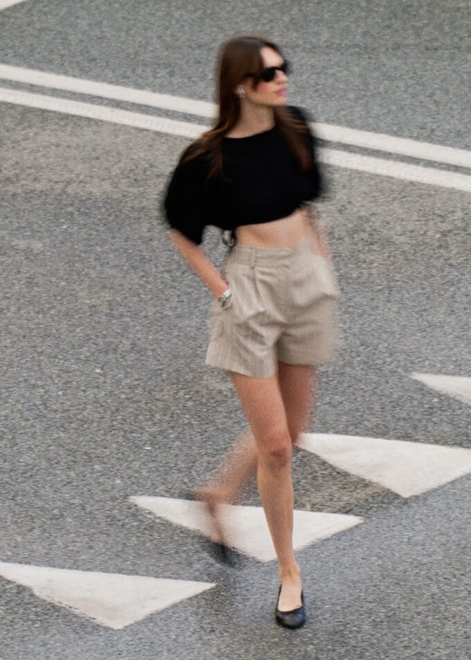 Cole Beige Pinstripe Shorts