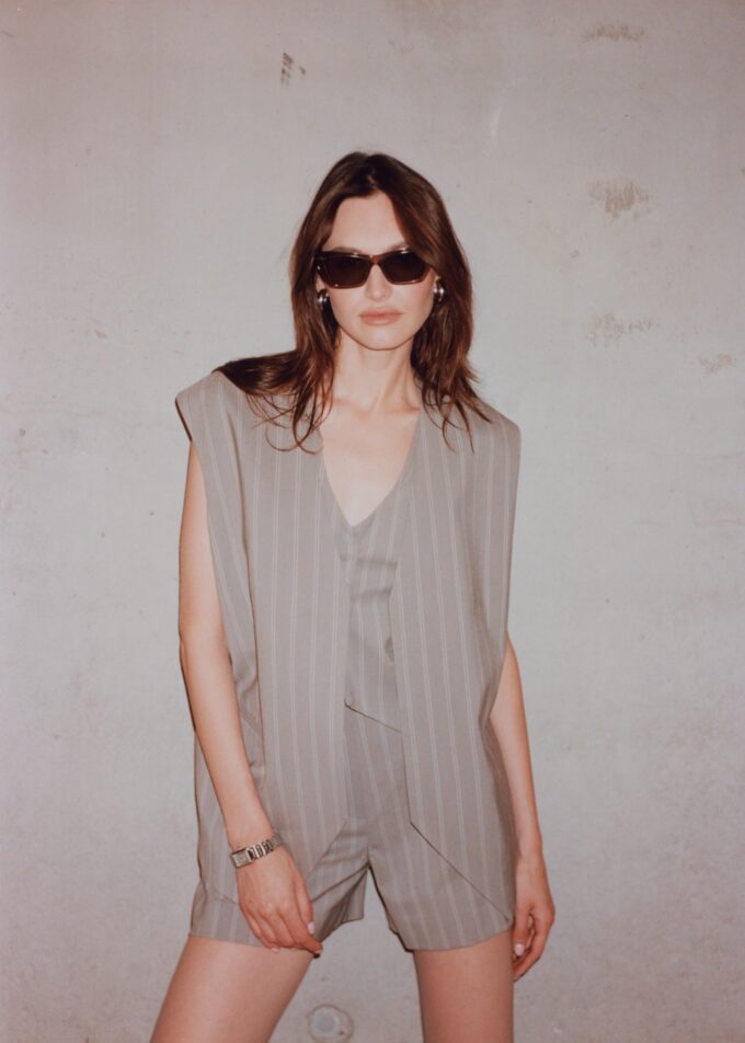 Edith Grey Pinstripe Oversized Vest
