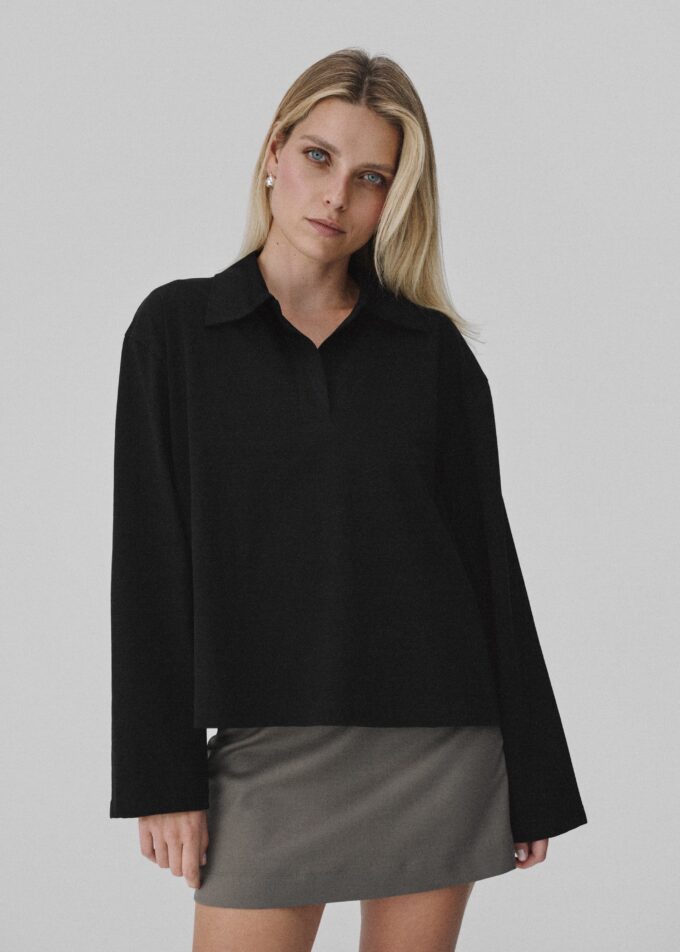 Rory Black Longsleeve Polo