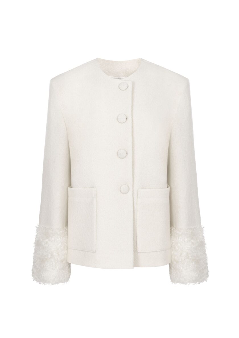 Vera Cream Wool Jacket - obrazek 6