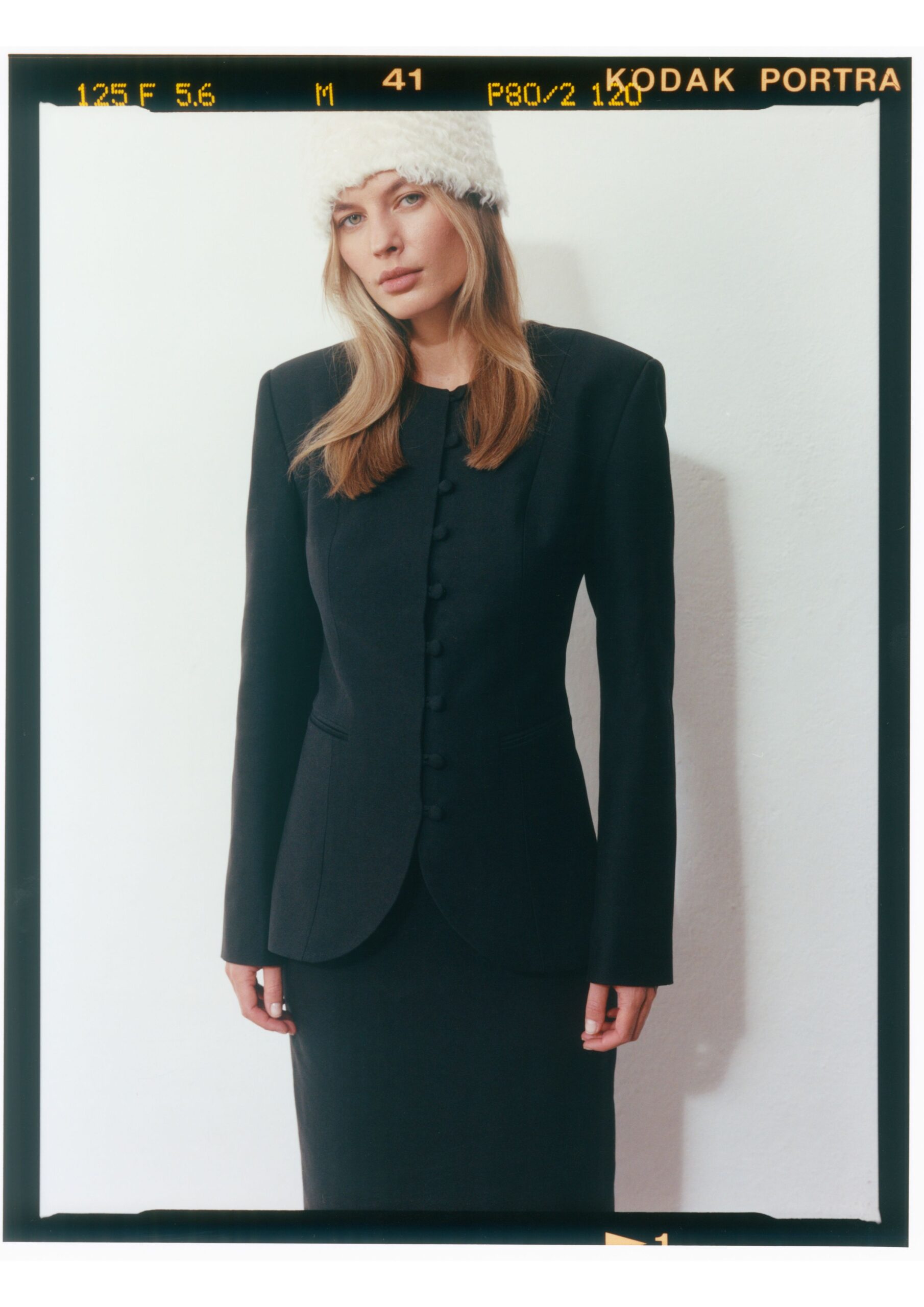 Black Buttoned Up Blazer with matching skirt