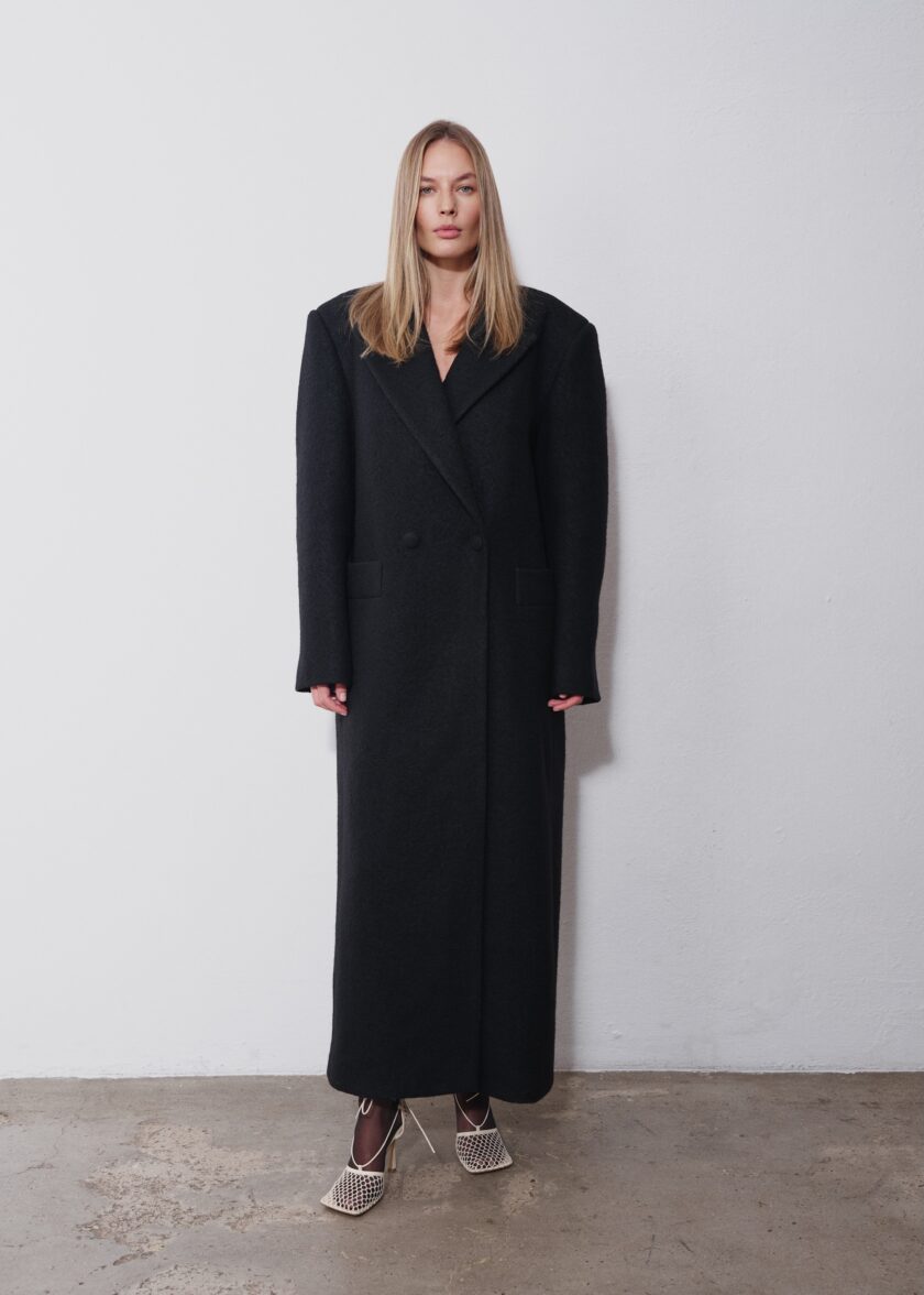 Rowan Black Wool Coat - Image 3