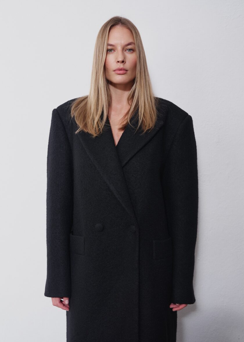 Rowan Black Wool Coat - Image 2