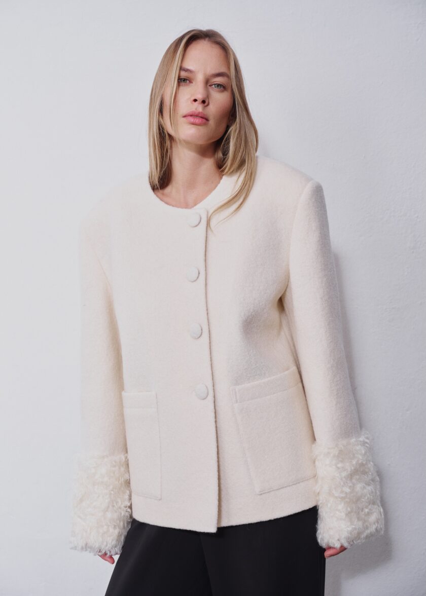 Vera Cream Wool Jacket - obrazek 4