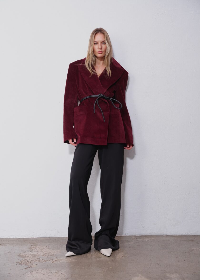 Alma Burgundy Corduroy Blazer - Image 3
