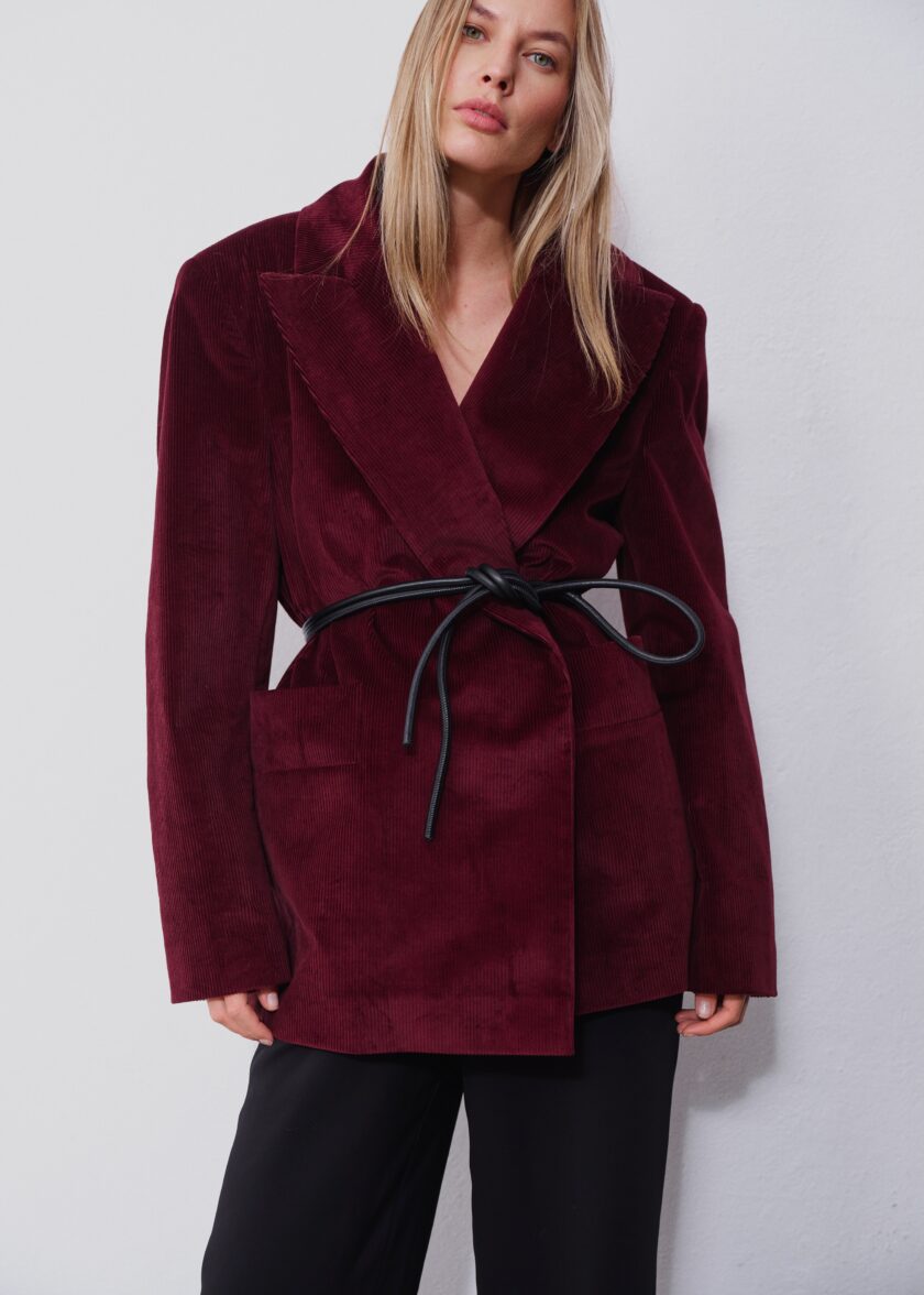 Alma Burgundy Corduroy Blazer - Image 2