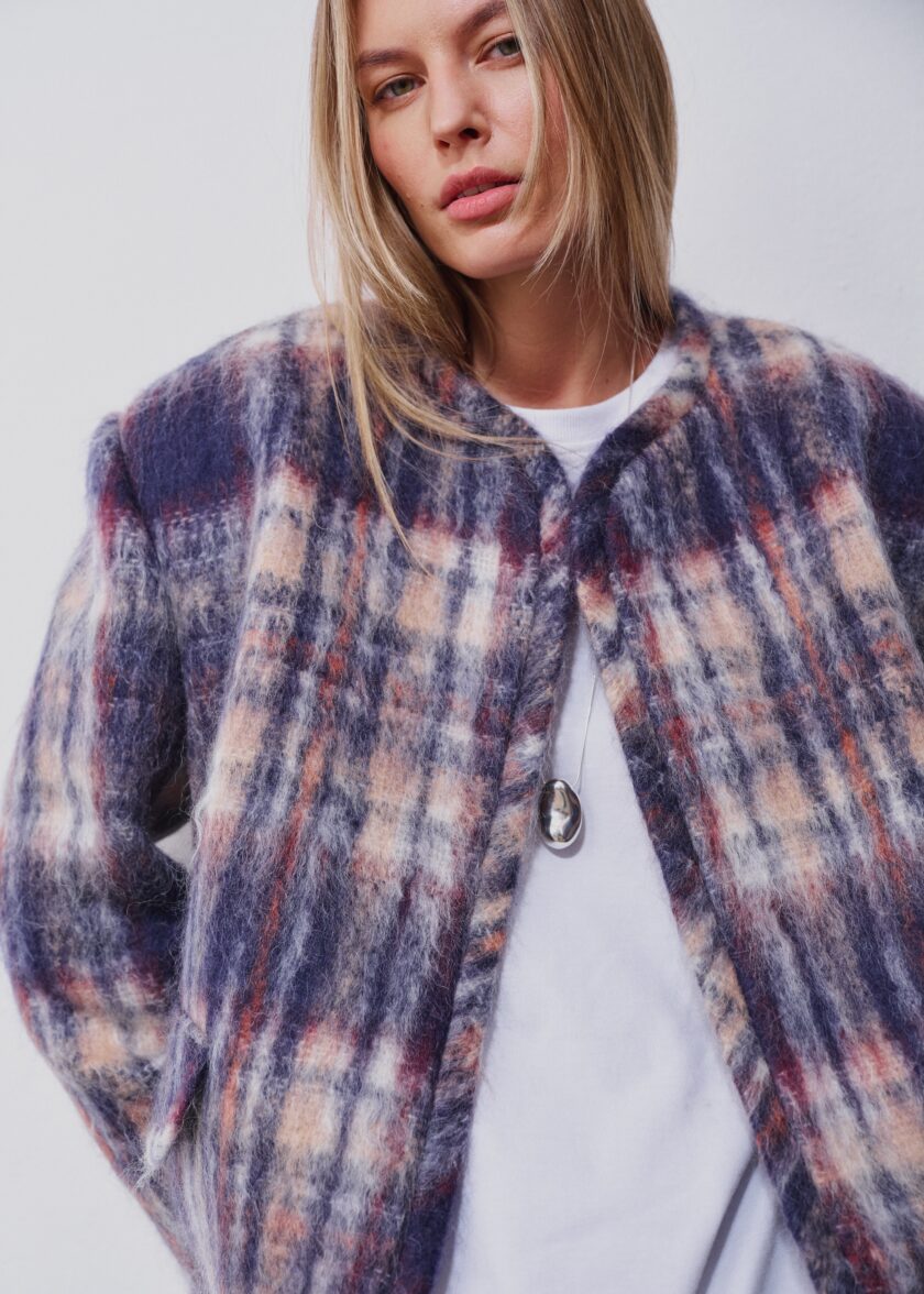 Franny Mohair Tartan Jacket - obrazek 5