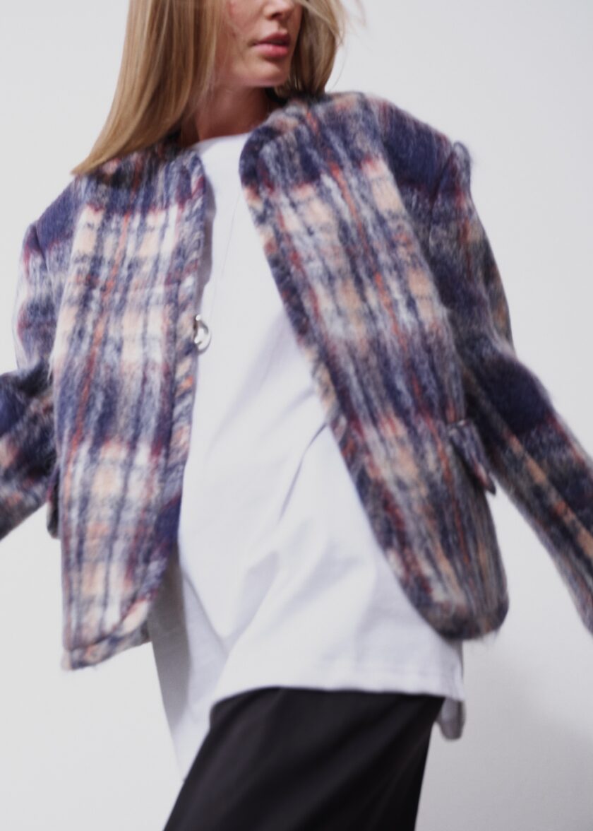 Franny Mohair Tartan Jacket - obrazek 4