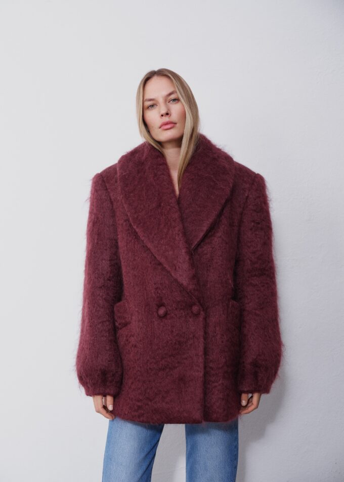 Lea Mohair Burgundy Coat