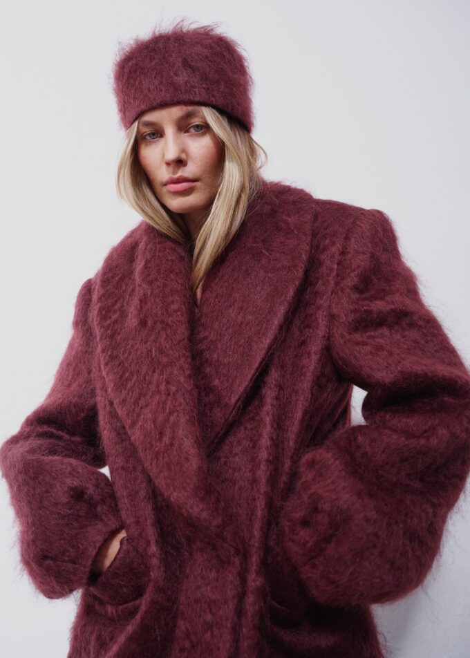 Lea Mohair Burgundy Coat