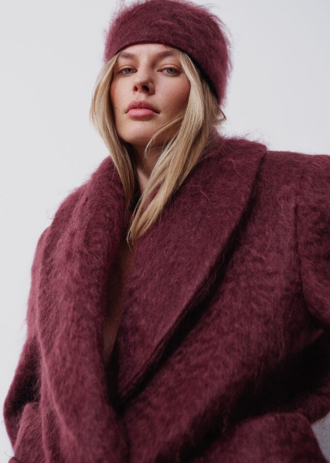 Lea Mohair Burgundy Coat