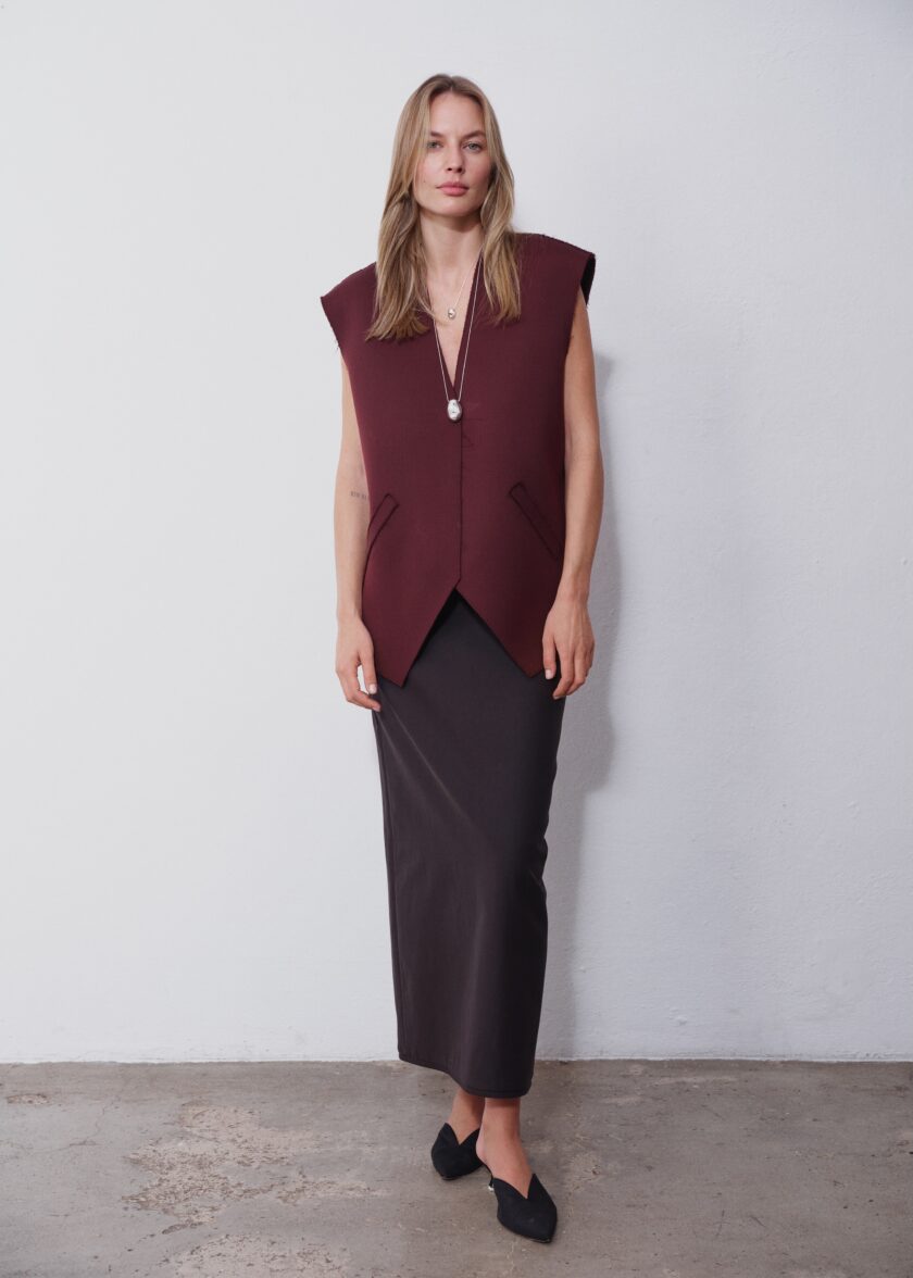 Edith Burgundy Oversized Vest - obrazek 2