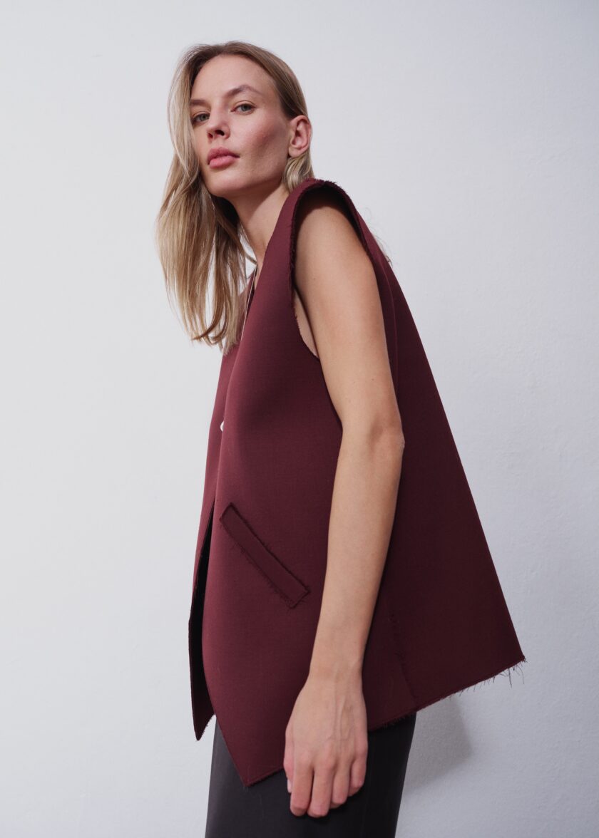 Edith Burgundy Oversized Vest - obrazek 3