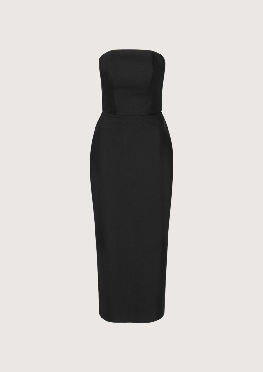Dominique Black Midi Dress - obrazek 4
