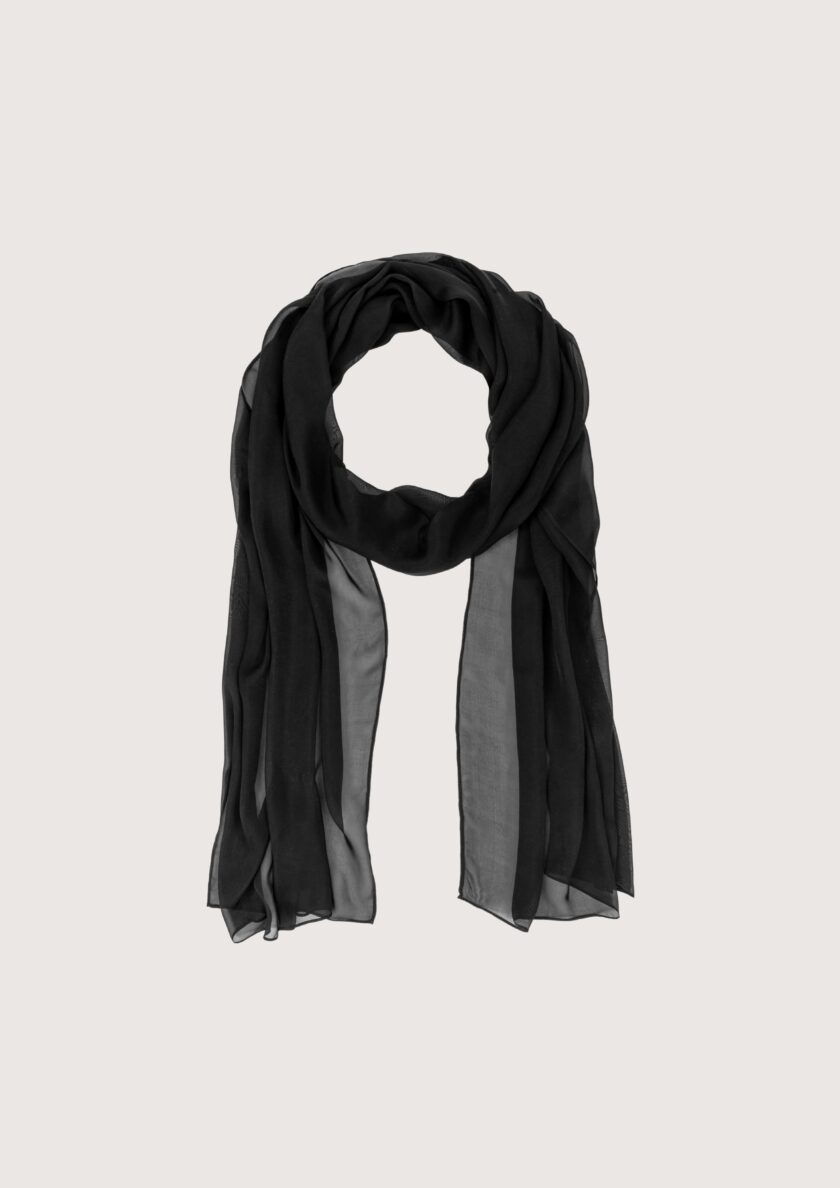 Bella Black Silk Scarf - obrazek 2