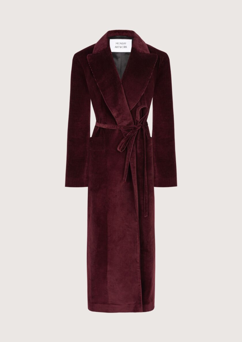Penelope Burgundy Corduroy Trench Coat